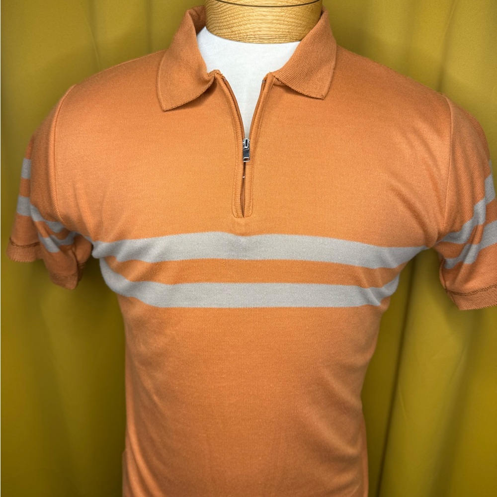 Classic Orange Polo Shirt with Gray Accents
